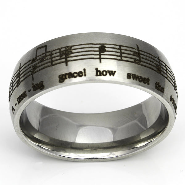 Amazing Grace Music Silver Matte Ring
