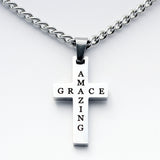 Amazing Grace Silver Cross Pendant