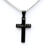 Black Cross Pendant - John 3:16