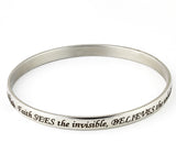 Faith sees the invisible, Believes the unbelievable and receives the impossible bangle bracelet