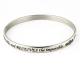 Faith sees the invisible, Believes the unbelievable and receives the impossible bangle bracelet