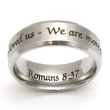 More than Conquerors Silver Beveled Ring